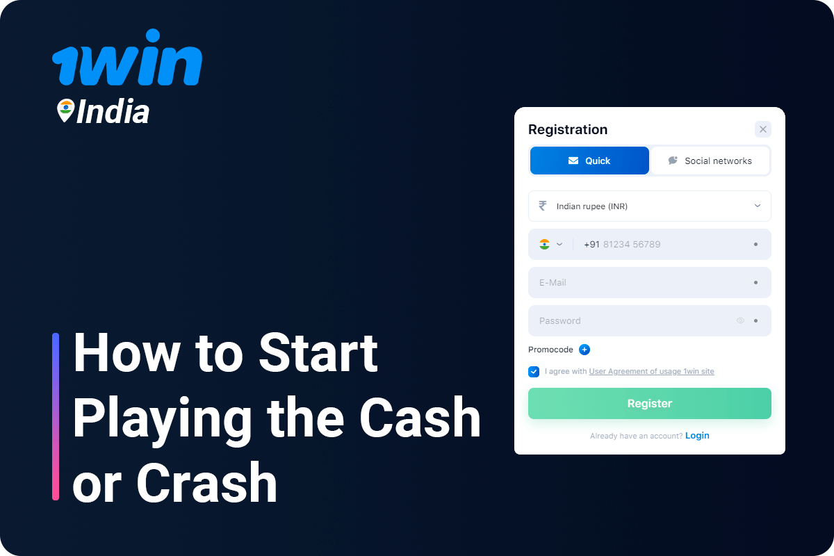 How to start playing cash or crash at 1win