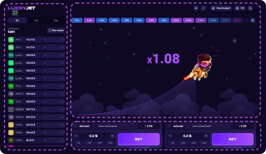 Lucky Jet Gaming Interface
