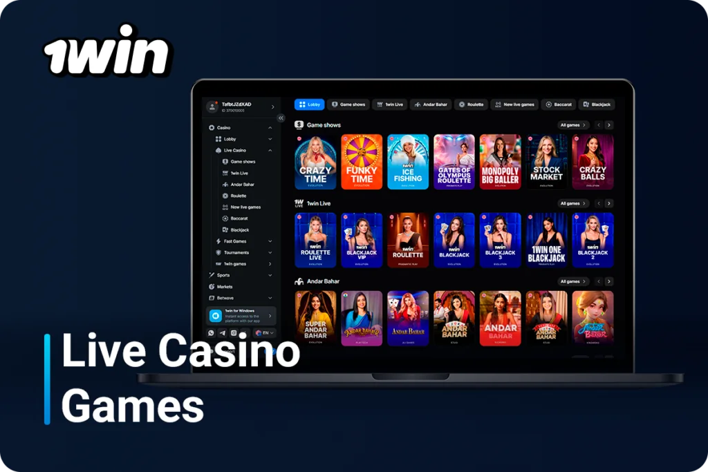 The live casino section of 1win India offers a variety of game options